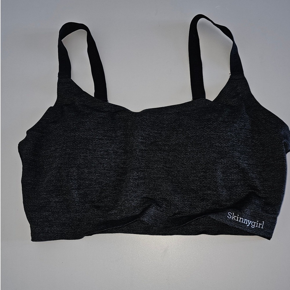 Skinnygirl Smoother Shaper Sports Bra Dark Gray Heathered Women's Size L